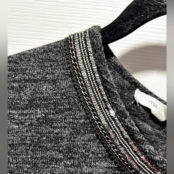 Maurice Embellished Neck Cold Shoulder Top with Chiffon Sleeves - Picture 5 of 10